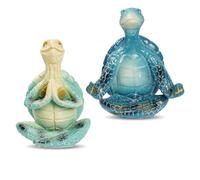 Ggnaxivs 2 Pièces Décoration de Maison de Méditation de Tortue de Mer, Figurine de Méditation, Statue de Tortue de Mer en Résine de Yoga de Décoration Intérieure pour Le Bureau à Domicile