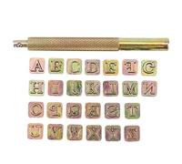 Ggnaxivs 26 Pcs en Acier Alphabet Timbres Punch Set pour Leather Craft Timbres Outils 26 Lettres Anglais en MéTal Stamp Set Leathercraft
