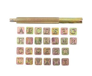 Ggnaxivs 26 Pcs en Acier Alphabet Timbres Punch Set pour Leather Craft Timbres Outils 26 Lettres Anglais en MéTal Stamp Set Leathercraft