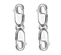 Ggnaxivs 2PCS Double Homard Fermoir 10mm, Fermoir en Argent Sterling Double Griffe Fermoirs Bracelet Collier Extension Connecteur Accessoires