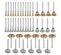 Ggnaxivs 44 PièCes Mini Brosse MéTallique Coupe Roue Laiton Acier Brosse Ensemble 1/8 Pouce (3Mm) Tige pour Puissance Outils Rotatifs Polissage Outils de Polissage