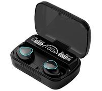 Ggnaxivs Casque sans Bluetooth V5.1 Affichage LED Mini Oreillette StéRéO avec Microphone Casque Mains, Noir