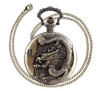 Ggnaxivs Grand Bronze en Relief Retro Nostalgique De Style Chinois Grand Dragon Montre De Poche