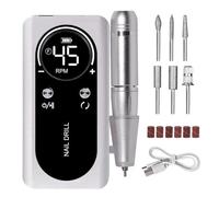 Ggnaxivs Perceuse à Ongles Électrique Portable 45 000 /Min, de Ponceuse à Ongles Rechargeable à Faible Bruit pour Outil de Salon de Manucure, Facile à Utiliser, Blanc