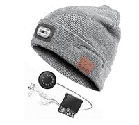 Ggnaxivs pour Pelleter la Neige à Cheval Hiver Chaud Bonnet Casquette avec Lampe Frontale Bluetooth LED et Haut-Parleurs Musicaux & Micro Écouteurs Faciles à Utiliser C