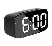 Ggnaxivs RéVeil NuméRique Intelligent de Chevet, Horloge de Bureau USB de Voyage à LED Blanche avec RéPéTition de TempéRature de Date 12 / 24H pour Chambre à Coucher, Noir