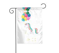 GGNKDL Ballon coloré imprimé licorne drapeau de jardin décoration extérieure cour convient pour toutes les saisons 30,5 x 45,7 cm