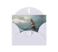 GGNKDL Carte de vœux imprimée « A Ship In The Storm » - Papier nacré haut de gamme avec effet étincelant éblouissant