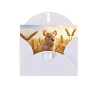 GGNKDL Carte de vœux imprimée Little Mouse In The Wheat Field - Papier nacré haut de gamme avec effet étincelant éblouissant