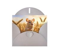 GGNKDL Carte de vœux imprimée Little Mouse In The Wheat Field - Papier nacré haut de gamme avec effet étincelant éblouissant