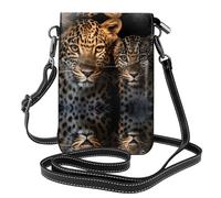 GGNKDL Deux léopards se blottissant ensemble sac à bandoulière imprimé, sac pour téléphone portable, petit portefeuille pour femme, un cadeau pratique adapté pour les sorties, l'exercice et le