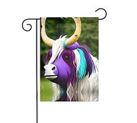 GGNKDL Drapeau de jardin coloré imprimé tête de vache décoration extérieure convient pour toutes les saisons 30,5 x 45,7 cm