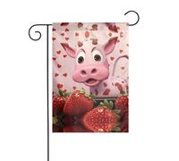 GGNKDL Drapeau de jardin en forme de vache avec imprimé fraises - Décoration de cour extérieure - Convient pour toutes les saisons - 30,5 x 45,7 cm
