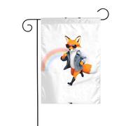 GGNKDL Drapeau de jardin imprimé « A fox who loves sport » - Décoration de cour extérieure - Convient pour toutes les saisons - 30,5 x 45,7 cm
