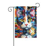 GGNKDL Drapeau de jardin imprimé aquarelle d'un chat - Décoration de cour extérieure - Convient pour toutes les saisons - 30,5 x 45,7 cm