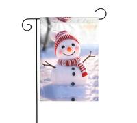 GGNKDL Drapeau de jardin imprimé bonhomme de neige souriant pour décoration de cour extérieure adapté à toutes les saisons 30,5 x 45,7 cm