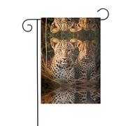 GGNKDL Drapeau de jardin imprimé deux frères léopards, décoration de cour extérieure adaptée pour toutes les saisons, 30,5 x 45,7 cm
