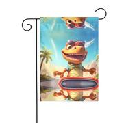 GGNKDL Drapeau de jardin imprimé dinosaures farfelus pour décoration de cour extérieure adapté à toutes les saisons 30,5 x 45,7 cm