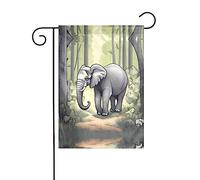 GGNKDL Drapeau de jardin imprimé éléphant marchant Décoration extérieure Convient pour toutes les saisons 30,5 x 45,7 cm