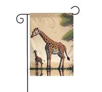 GGNKDL Drapeau de jardin imprimé girafe mère et enfant - Décoration de cour extérieure - Convient pour toutes les saisons - 30,5 x 45,7 cm