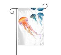 GGNKDL Drapeau de jardin imprimé méduses de vie marine, décoration de cour extérieure adaptée pour toutes les saisons, 30,5 x 45,7 cm