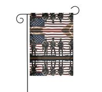 GGNKDL Drapeau de jardin imprimé soldats militaires américains patriotiques - Décoration de cour extérieure - Convient pour toutes les saisons - 30,5 x 45,7 cm