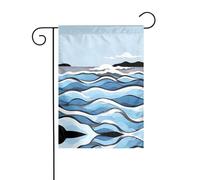 GGNKDL Drapeau de jardin imprimé vagues sur les rochers Décoration extérieure Convient pour toutes les saisons 30,5 x 45,7 cm