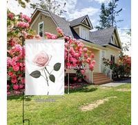 GGNKDL Drapeau de jardin romantique avec roses roses imprimées, décoration de cour extérieure adaptée pour toutes les saisons, 30,5 x 45,7 cm