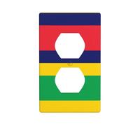 GGNKDL Drapeau de l'île Maurice Impression Panneau mural double prise domestique Couvercle d'alimentation durable pour prises et interrupteurs décoratifs