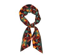 GGNKDL Foulard en satin pour femme Motif dragon King in Fire Prints