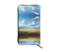 GGNKDL Grande prairie ouverte. Impression Portefeuille long en cuir pour femme Grande capacité Sac à fermeture éclair pour cartes de crédit