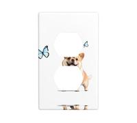 GGNKDL Gros chien et petit papillon impression panneau mural double prise domestique couvercle d'alimentation durable pour prises et interrupteurs décoratifs