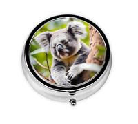 GGNKDL Happy Cute Koala Mini pilulier rond avec 3 compartiments pour le rangement des pilules et le voyage portable