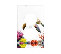GGNKDL Impression tortue de mer fond corail double prise murale couvercle d'alimentation domestique durable pour prises et interrupteurs décoratifs