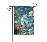 GGNKDL Joli drapeau de jardin imprimé dinosaure pour décoration de cour extérieure adapté à toutes les saisons 30,5 x 45,7 cm