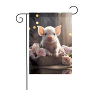 GGNKDL Joli drapeau de jardin imprimé jeune cochon pour décoration de cour extérieure adapté à toutes les saisons 30,5 x 45,7 cm