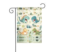 GGNKDL Joli petit bébé dinosaure imprimé drapeau de jardin décoration extérieure cour convient pour toutes les saisons 30,5 x 45,7 cm