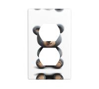 GGNKDL Joli petit ours grizzly imprimé double prise murale couvercle d'alimentation domestique durable pour prises et interrupteurs décoratifs