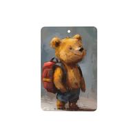 GGNKDL Le petit ours voyageant autour du monde imprime 6 pièces de désodorisant rectangulaire pour voiture avec accessoires de voiture à suspendre