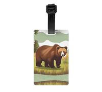 GGNKDL Les étiquettes de bagage et de sac de voyage Brown Bear Walking Prints conviennent aux hommes et aux femmes pour éviter les bagages