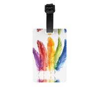 GGNKDL Les étiquettes de bagage et étiquettes de sac de voyage avec motifs plumes arc-en-ciel conviennent aux hommes et aux femmes pour éviter les bagages