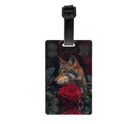GGNKDL Les étiquettes de bagage et étiquettes de sac de voyage Wolf Among The Red Roses sont adaptées pour les hommes et les femmes pour éviter les bagages
