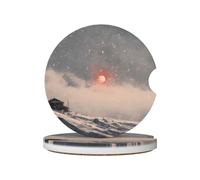 GGNKDL Lot de 2 dessous de verre absorbants en céramique antidérapants avec inscription « The Sun on a Snowy Day »