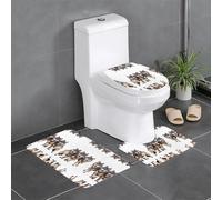 GGNKDL Lot de 3 tapis de salle de bain antidérapants à motif loup - Facile à nettoyer et à entretenir - Bloque l'humidité et durable