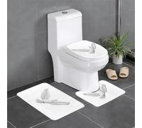 GGNKDL Lot de 3 tapis de salle de bain antidérapants - Facile à nettoyer et à entretenir - Blocage de l'humidité et durable - Motif colombe de la paix - Blanc