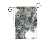 GGNKDL Magnifique drapeau de jardin imprimé plumes de paon pour décoration de cour extérieure adapté à toutes les saisons 30,5 x 45,7 cm