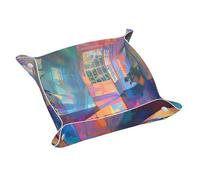 Ggnkdl Magnifique plateau de rangement en cuir avec imprimé coloré clair et ombre, plateau double face en cuir PVC de qualité moyenne pour un rangement et une organisation pratiques