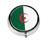 GGNKDL Mini boîte à pilules ronde avec 3 compartiments pour le rangement des pilules et le voyage Motif drapeau de l'Algérie
