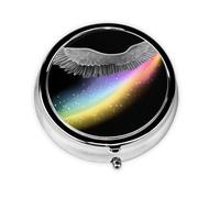 GGNKDL Mini boîte à pilules ronde avec 3 compartiments pour ranger les pilules et voyager avec des ailes recouvertes de lumière