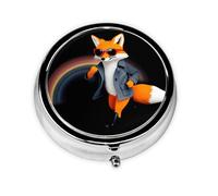 GGNKDL Mini pilulier rond avec 3 compartiments pour ranger les pilules et voyager avec inscription « A Fox who Loves Sports »